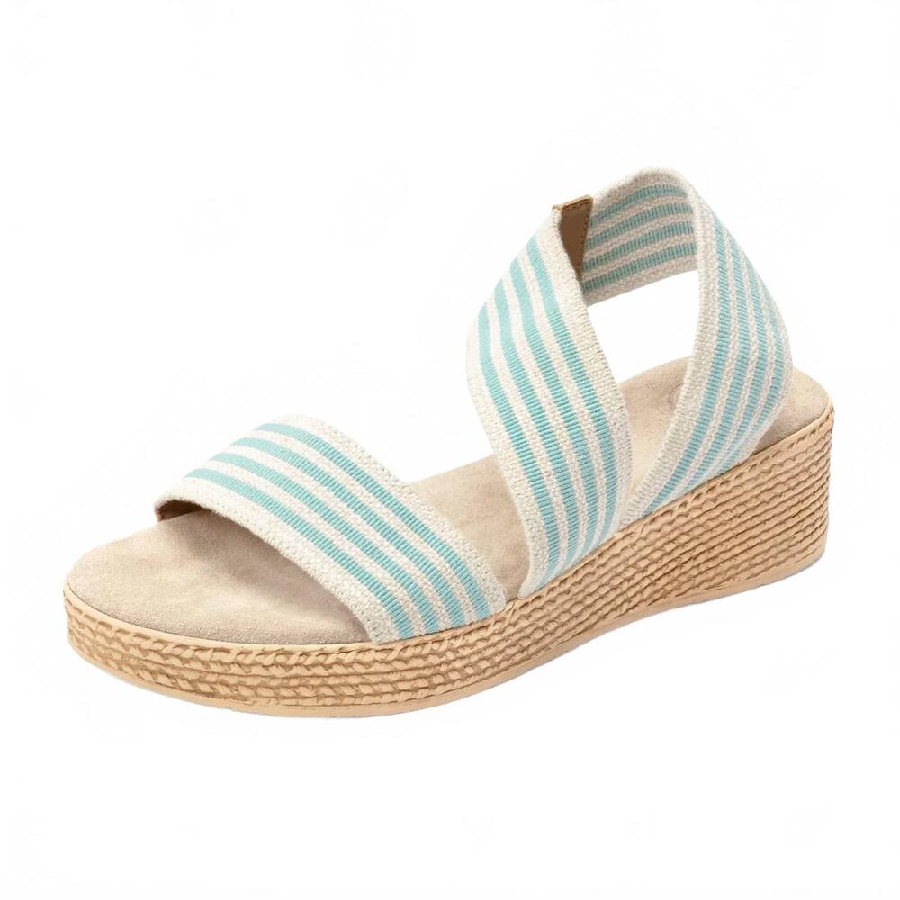 NEW CHARLESTON SHOE CO. women's rosa sandals in aqua linen stripe